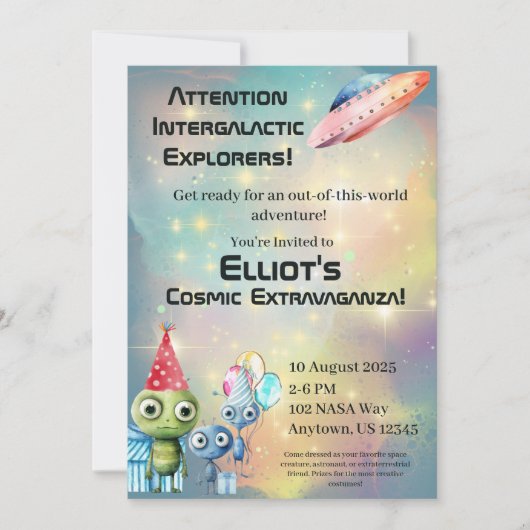 注目銀河間誕生日招待状 招待状 (正面)
