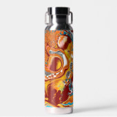 注絵画ぐスタイルブラウンとブルーの流体アート ウォーターボトル (正面)