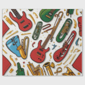 注記と楽器ミュージカルお祝い誕生日 ラッピングペーパー (フラット)