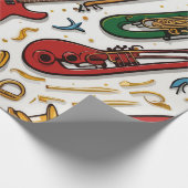 注記と楽器ミュージカルお祝い誕生日 ラッピングペーパー (角)