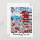 注霊塔日本旅行水彩手描き ポストカード (正面/裏面)