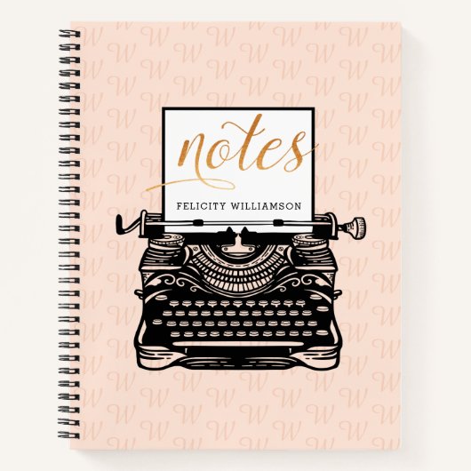 注:ヴィンテージアンティーク下木タイプライター ノートブック (正面)