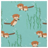 泳いでいるカワウソ ファブリック (クローズアップ)