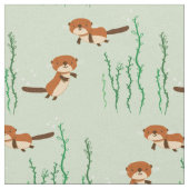 泳いでいるカワウソ ファブリック (クローズアップ)