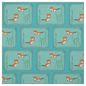 泳いでいるカワウソ ファブリック (見本)