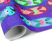 泳いでいるハートを持つElvisのカラフルなカワウソ ラッピングペーパー (ロールコーナー)