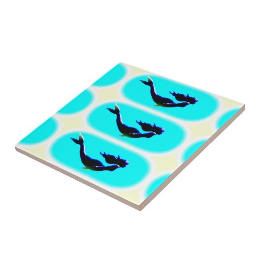 泳いでいる水中人魚 タイル (側面)