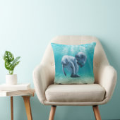 泳いでいる2匹のマナティー クッション (椅子)