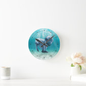 泳いでいる2匹のマナティー ラウンド壁時計 (ホーム)
