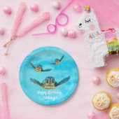 泳いでいる3匹のウミガメ ペーパープレート (パーティー)