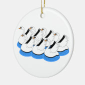 泳いでいる7羽の白鳥 セラミックオーナメント (左)