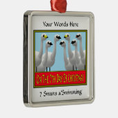 泳いでいる7羽の白鳥 メタルオーナメント (右)