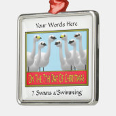 泳いでいる7羽の白鳥 メタルオーナメント (左)