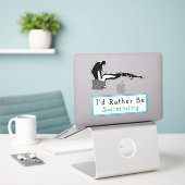 泳いでみたい シール (デスク上のノートパソコン)