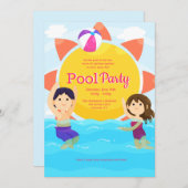 泳いで遊ぼう！のお誘い 招待状 (正面/裏面)