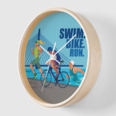 泳いで。自転車。走.トライアスロンのタイムキーパー 壁時計 (傾斜)
