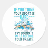 泳おもしろいぐ引用文もしよ考え君のスポーツは ラウンドシール (正面)