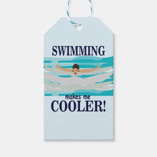 泳ぐとカッコイイ水泳選手 水泳 ギフトタグ (正面)