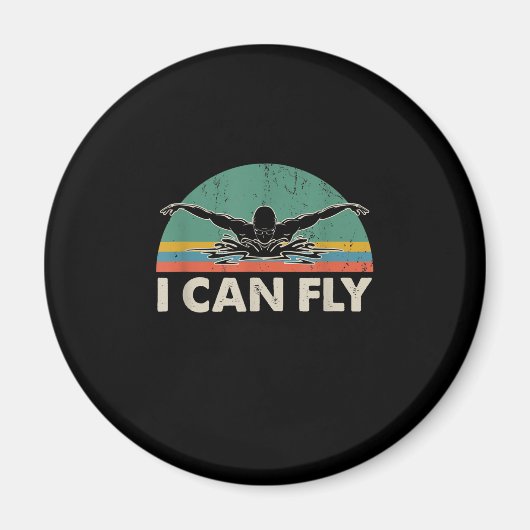 泳ぐと水着おもしろいが飛べる マグネット (正面)