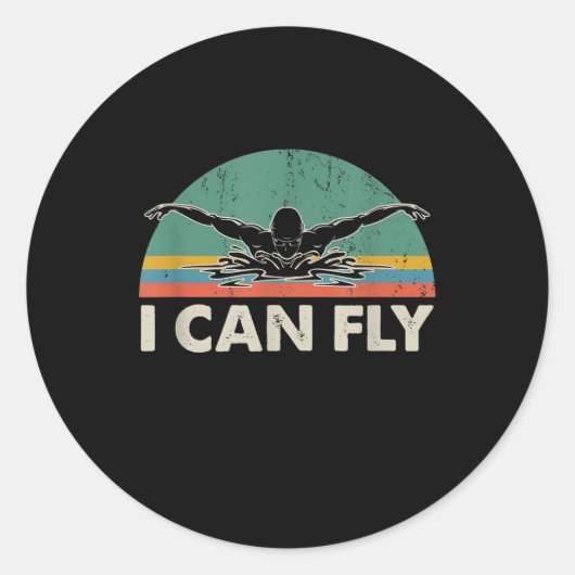 泳ぐと水着おもしろいが飛べる ラウンドシール (正面)