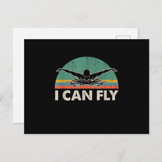 泳ぐと水着おもしろいが飛べる 案内ポストカード (正面/裏面)