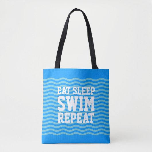 泳ぐのが好きな人のための肩掛けトートバッグ Eat sleep swim トートバッグ (正面)
