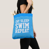 泳ぐのが好きな人のための肩掛けトートバッグ Eat sleep swim トートバッグ (クローズアップ)