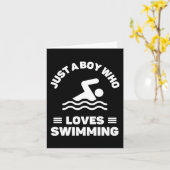 泳ぐのが好きな男の子 カード (黄色い花)