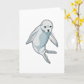 泳ぐアザラシ カード (黄色い花)