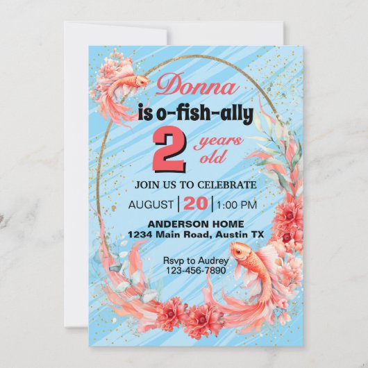 泳ぐコイの誕生日パーティー(年齢不問) 招待状 (正面)