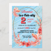 泳ぐコイの誕生日パーティー（年齢不問） 招待状 (正面/裏面)