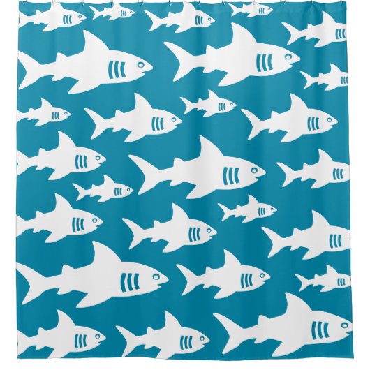 泳ぐサメ シャワーカーテン (正面)
