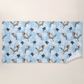 泳ぐサメ、モノグラムの追加 ビーチタオル (正面)