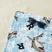 泳ぐサメ、モノグラムの追加 ビーチタオル (インサイチュ)