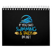 泳ぐタコ好きの水泳チおもしろいーム男性女性 カレンダー (カバー)