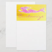 泳ぐピンクの人魚 便箋 (正面/裏面)