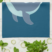 泳ぐブルークジラ キッチンタオル (折り畳み)