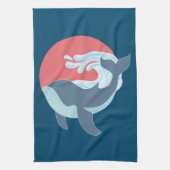 泳ぐブルークジラ キッチンタオル (縦)
