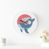  泳ぐブルークジラ ラージ壁時計 (ホーム)