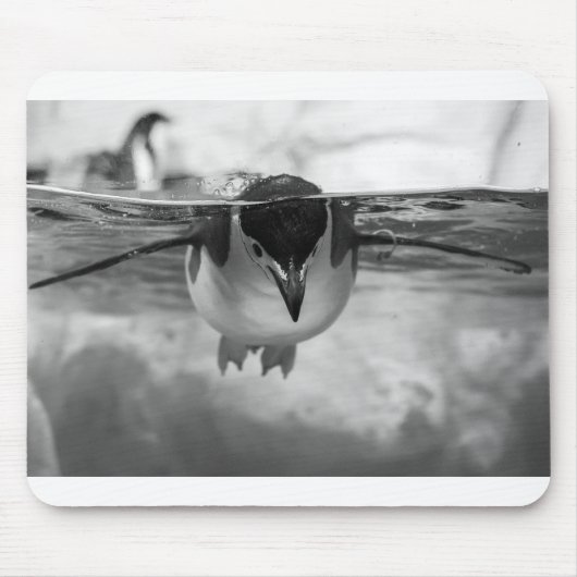 泳ぐペンギン 黒と白 マウスパッド (正面)