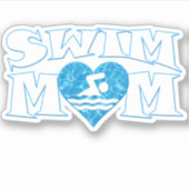 泳ぐママかわいい水泳とダイビングチームママ輪郭 シール (正面)