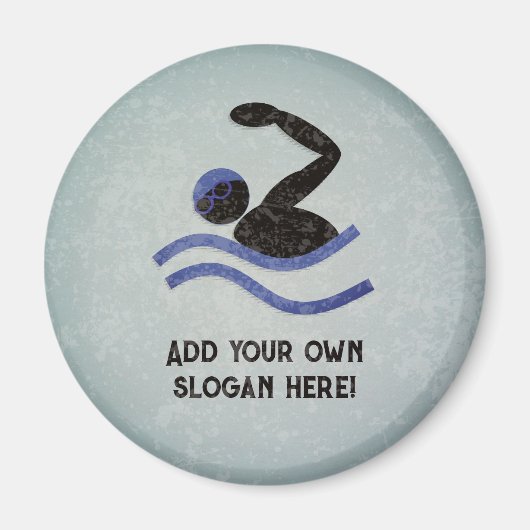 泳ぐモチーフ – グランジメタルルック – スローガン/名前を追加 マグネット (正面)