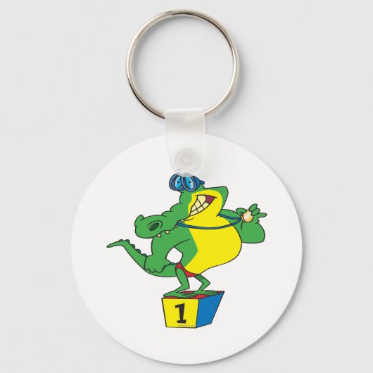 泳ぐ人おもしろいカモアリゲーターワニ キーホルダー (正面)