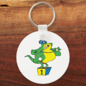 泳ぐ人おもしろいカモアリゲーターワニ キーホルダー (正面)