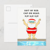 泳ぐ人おもしろいクリスマス シーズンポストカード (正面/裏面)