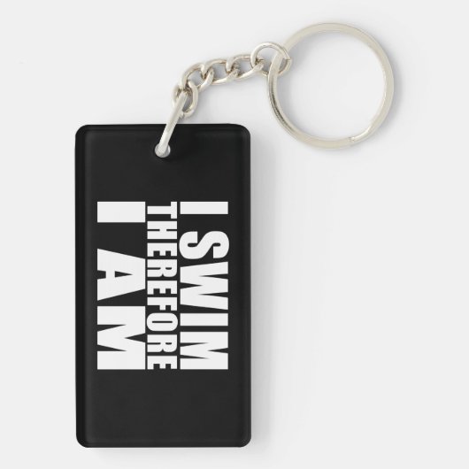 泳ぐ人おもしろい引用文のジョーク私は泳ぐので私は キーホルダー (裏面)