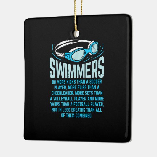 泳ぐ人がより多くの蹴ことをおもしろい贈る水泳好き セラミックオーナメント (左)