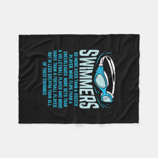 泳ぐ人がより多くの蹴ことをおもしろい贈る水泳好き フリースブランケット (正面(横))