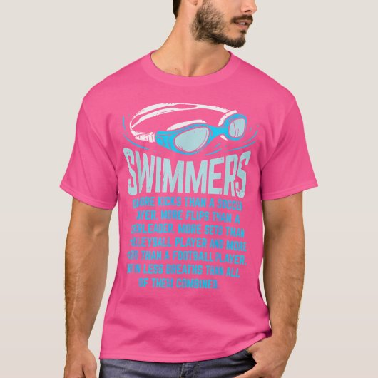 泳ぐ人がスイミングロ蹴バーおもしろいバーをもっと行う Tシャツ (正面)
