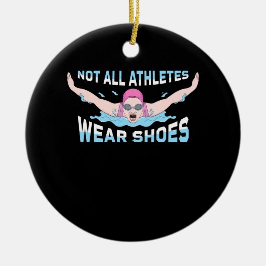 泳ぐ人ではない全アスリート衣服靴 セラミックオーナメント (正面)